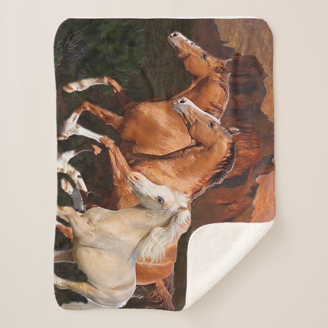Cobertor Sherpa Arizona Cavalos selvagens (Frente)