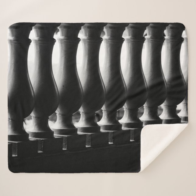 Cobertor Sherpa Arquitetura em preto e branco (Frente (Horizontal))