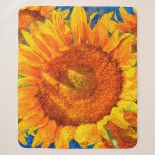 Cobertor Sherpa Arranjo de girassóis. Imitação ao estilo Van Gogh.