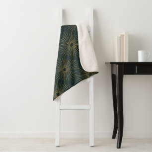Cobertor Sherpa Art Deco Alabere Estrela Explosiva Verde Florest