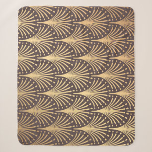 Cobertor Sherpa Art Deco Dourado: Luxo Geométrico Minimalista