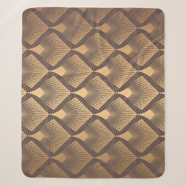 Cobertor Sherpa Art Deco Glamor: Escalas de Ouros. (Frente)