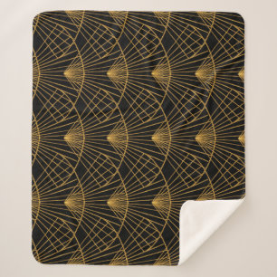 Cobertor Sherpa Art Deco Glamor: Ventilador Ouro.