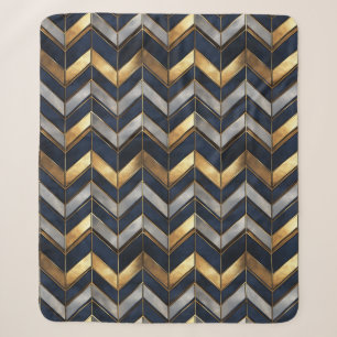 Cobertor Sherpa "Art Deco Luxury Design: Dourado, Prata e Azul