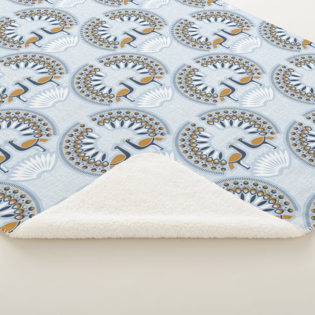 Cobertor Sherpa Art Deco retro Peacock (3/4)