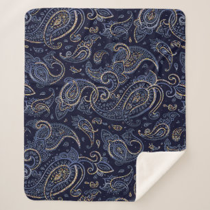 Cobertor Sherpa Art Nouveau Floral Denim Design