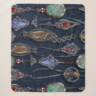 Cobertor Sherpa Art Nouveau Floral: Denim Elegance.