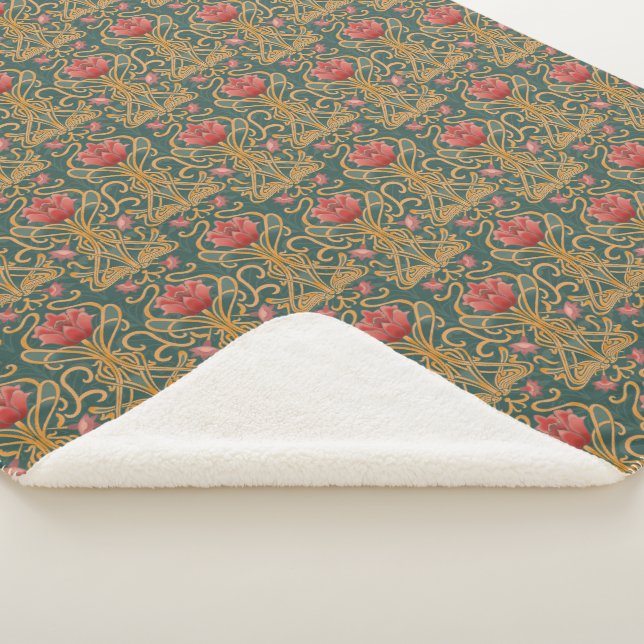Cobertor Sherpa Art Nouveau flores (3/4)