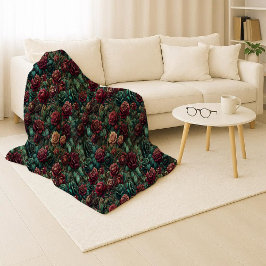 Cobertor Sherpa Art Nouveau Rose Teal Gold Cozy Sherpa Blanket