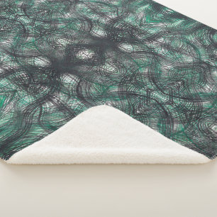 Cobertor Sherpa Arte Abstrata Aquarela Verde Escuro Alturas