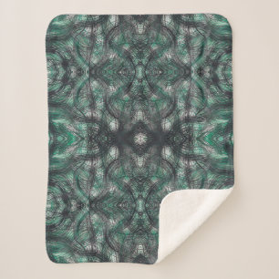 Cobertor Sherpa Arte Abstrata Aquarela Verde Escuro Alturas