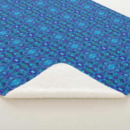 Cobertor Sherpa Arte Abstrata de Tinta Alcoólica Azul Oceânico