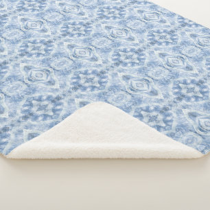 Cobertor Sherpa Arte Abstrata em Aquarela Azul Sombra