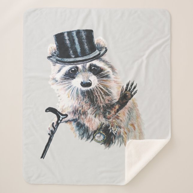 Cobertor Sherpa Arte Animal Vestida De Forma Vestida De Aquarela (Frente)