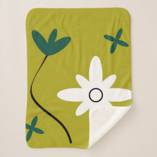 Cobertor Sherpa Arte Botânica Abstrata Flor de Margarida Minimalis