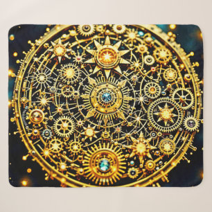 Cobertor Sherpa Arte Celestial de Relógio Dourado