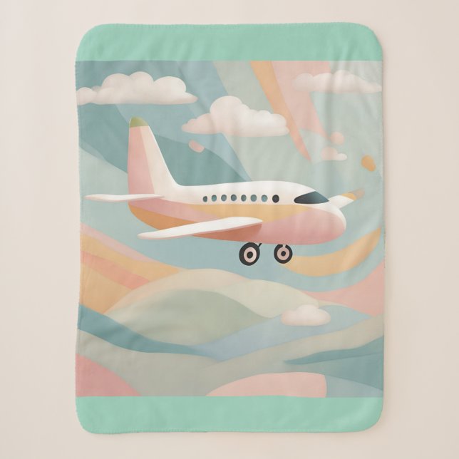 Cobertor Sherpa Arte de avião com IA (Frente)