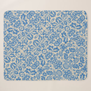 Cobertor Sherpa Arte de Azulejo Floral Azul Veneziano de William M