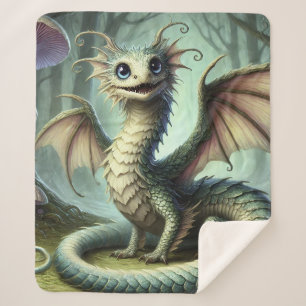 Cobertor Sherpa Arte de Fantasia de Criatura Fofa do Jabberwocky d