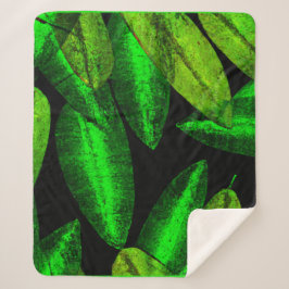 Cobertor Sherpa Arte de Folhas Verde Neon. Compre Agora