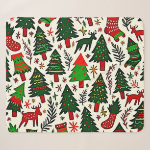 Cobertor Sherpa Arte de Impressão de Padrão de Natal Vibrante