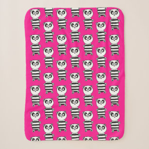 Cobertor Sherpa Arte de Panda Preto e Branco Divertida
