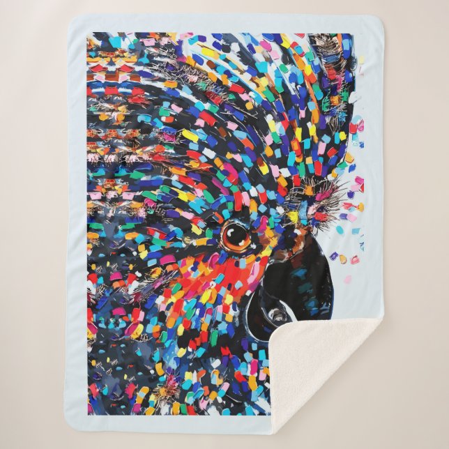 Cobertor Sherpa Arte de Parede Tropical de Aves Vibrante em Expres (Frente)