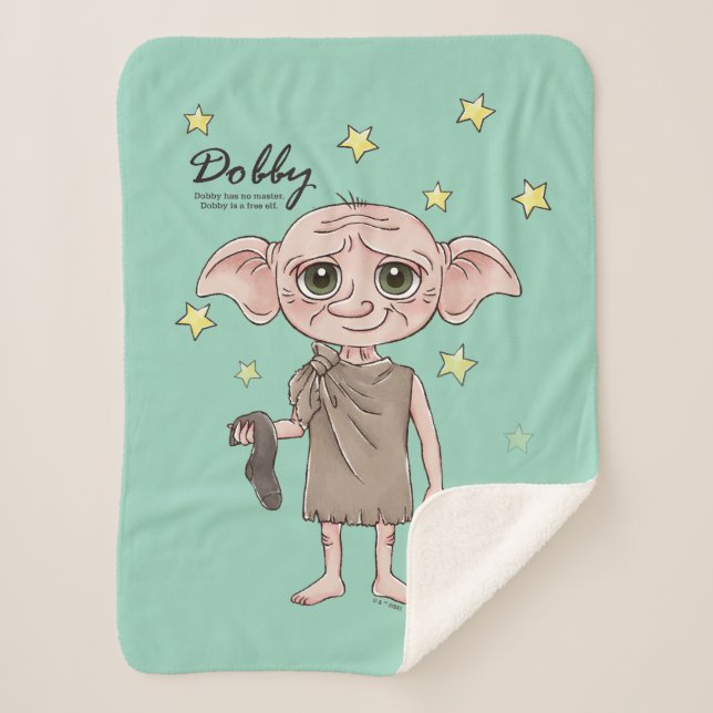 Cobertor Sherpa Arte de Personagem em Aquarela do Dobby (Frente)