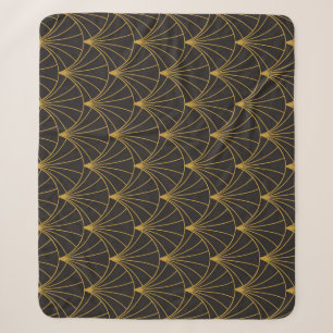 Cobertor Sherpa Arte Deco geométrico, padrão sem costura vintage.