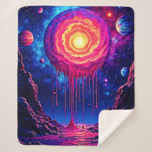 Cobertor Sherpa Arte do Planeta Cósmico Gotejante