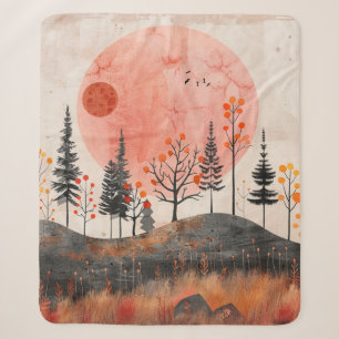 Cobertor Sherpa Arte Folclórica Florestal de Outono de Cobre Lua d