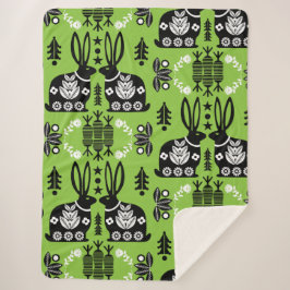 Cobertor Sherpa Arte Foliar Nórdica Escandinava do Coelho