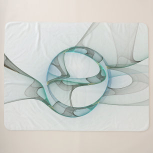 Cobertor Sherpa Arte Fracional Abstrata Moderna Azul Turquesa Cinz