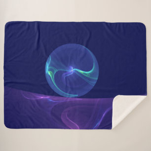 Cobertor Sherpa Arte fractal abstrata de sonho roxo azul luminoso
