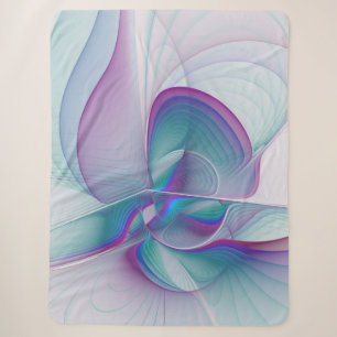 Cobertor Sherpa Arte Fractal de Turquesa Azul Cor-de-Rosa Moderna