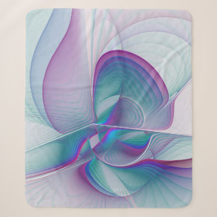 Cobertor Sherpa Arte Fractal de Turquesa Azul Cor-de-Rosa Moderna