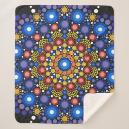 Cobertor Sherpa Arte Fractal Floral Dotada Retro Mandala