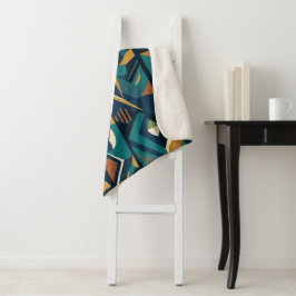 Cobertor Sherpa Arte Geométrica Abstrata Moderna - Laranja Teal Re