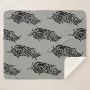 Cobertor Sherpa Arte Gráfica Arte Moderna Penas Tribais