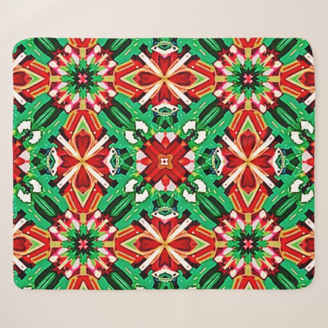 Cobertor Sherpa Arte Mandala Sonho Caleidoscópio (Frente (Horizontal))