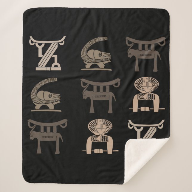 Cobertor Sherpa Arte moderna abstrata africana ornamentada e simbó (Frente)