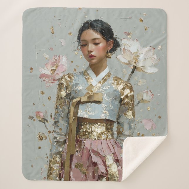 Cobertor Sherpa Arte Moderna de Hanbok em Impressão (Frente)
