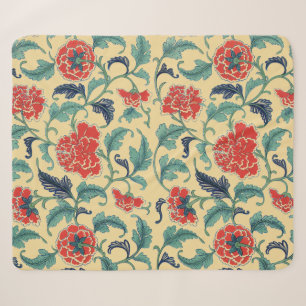 Cobertor Sherpa Arte Nova Antiga Chinoiserie Floral Vermelho Chinê