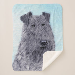 Cobertor Sherpa Arte original de cachorro caipira azul Kerry Terri
