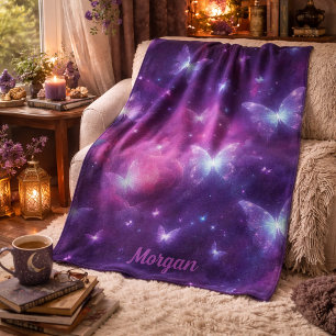 Cobertor Sherpa Arte Personalizada de Borboleta Fantasia