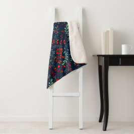 Cobertor Sherpa Arte Popular Floral Escandinava Padrão Sem Costura