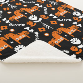 Cobertor Sherpa Arte popular sobre cavalos escandinavos