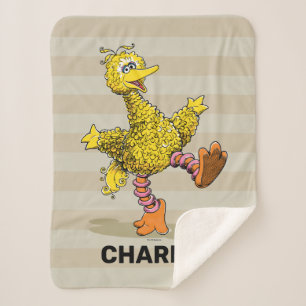 Cobertor Sherpa Arte Retro Personalizada Grande Pássaro Sherpa Bla