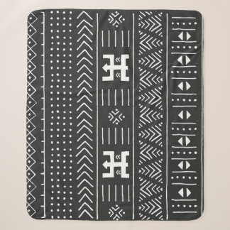 Cobertor Sherpa Arte Tribal Africana: Preto Geométrico e Branco