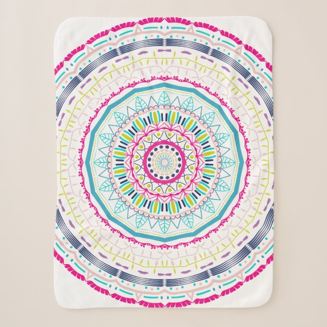 Cobertor Sherpa Arte Vibrante e Colorida de Mandala (Frente)